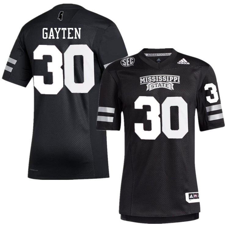 Men #30 Xavier Gayten Mississippi State Bulldogs College Football Jerseys Stitched-Black